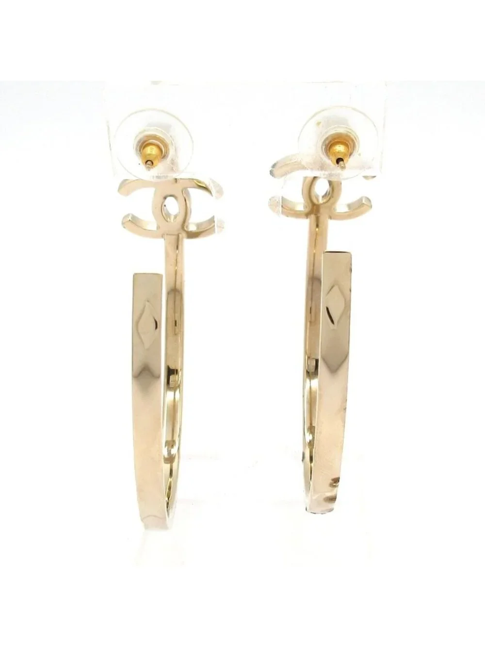 Chanel Earrings Gold Hoop CC Logo